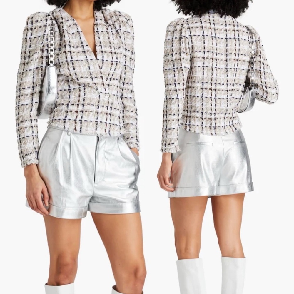 IRO Patria Faux Wrap-Effect Metallic Tweed Top In Multi Women's Size 34 US 2